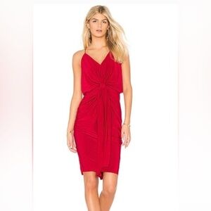 Misa Los Angeles Red Domino Midi Dress